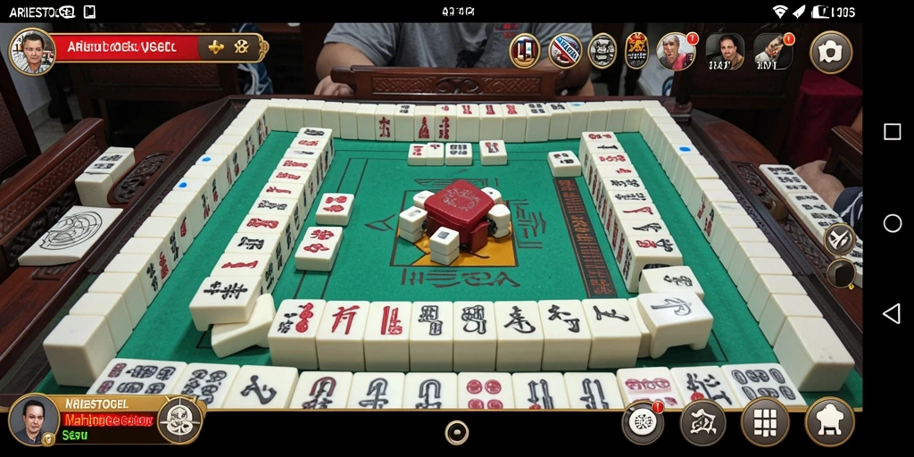 Gameplay <strong>ARIESTOGEL</strong> dengan ubin Mahjong yang menarik.