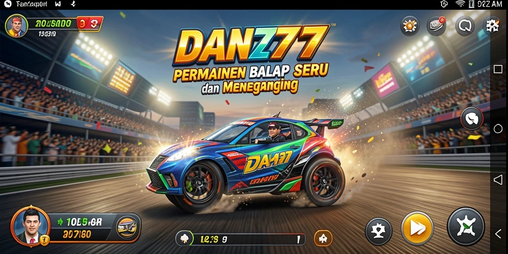Tangkapan layar utama DAN777 menampilkan aksi balapan yang mendebarkan.