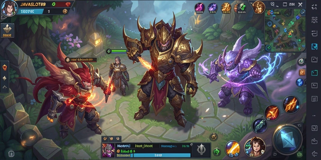 Tampilan gameplay seru dari JAVASLOT88 dengan pertarungan dan petualangan.