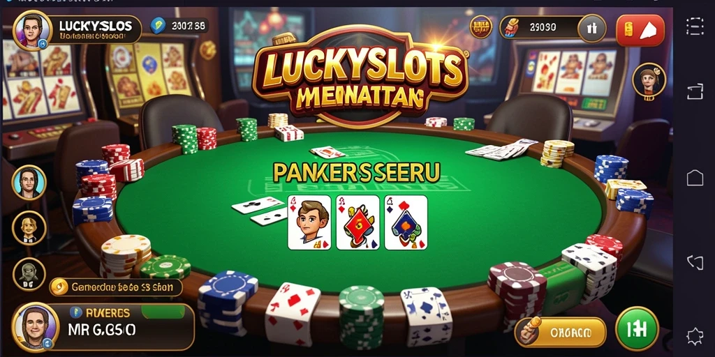 Tampilan atraktif gameplay LUCKYSLOTS dengan suasana Poker yang seru.