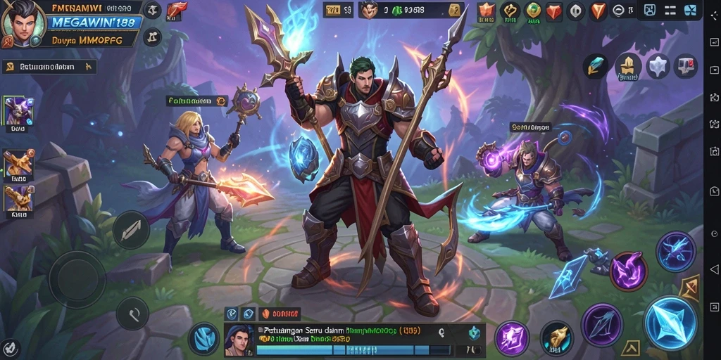 Screenshot gameplay MEGAWIN188 yang menampilkan pertarungan seru dalam dunia MMORPG.