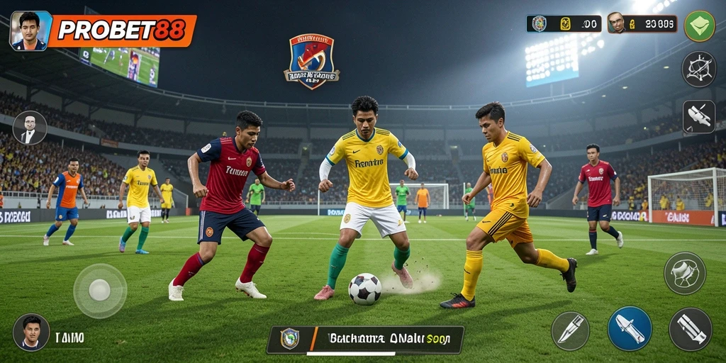 Layar permainan PROBET88 menampilkan aksi olahraga yang mendebarkan.