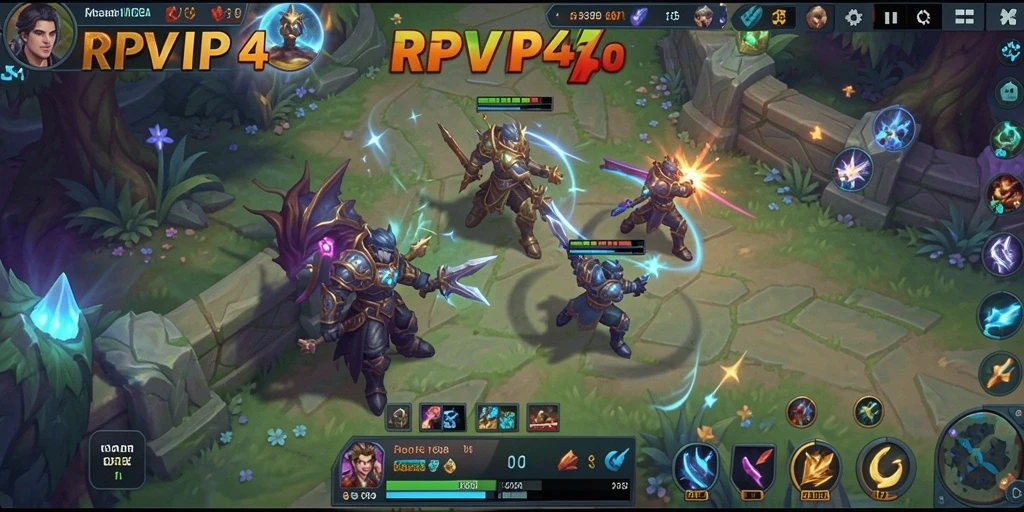 Gameplay intens RPVIP4 dengan taktik MOBA yang menarik.