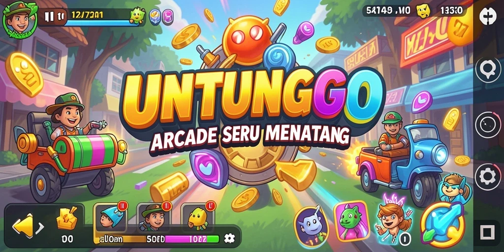 Tangkapan layar UNTUNGGO menampilkan momen seru dalam gameplay Arcade.