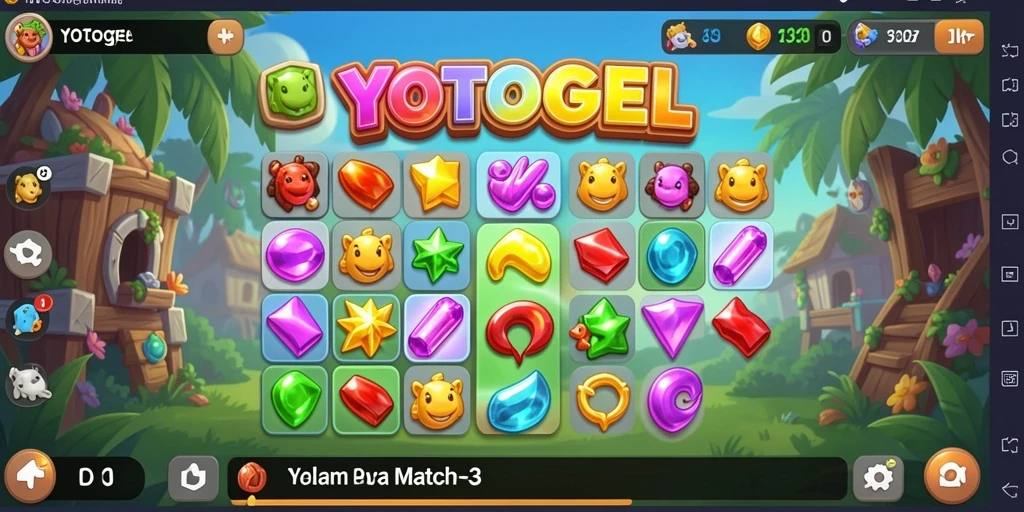 Tampilan gameplay menarik YOTOGEL dalam mode Match-3.